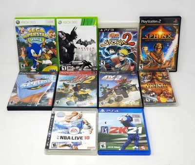Lot of 10 PSP, PS4, Xbox, PS2, PS3 Games (Batman, Naruto, Sonic..) TESTED - Image 1 of 4