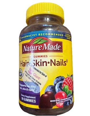 90 gomitas para uñas de piel de cabello hechas en la naturaleza sabores mezclados a bayas - Suplemento dietético Foto 1 de 3