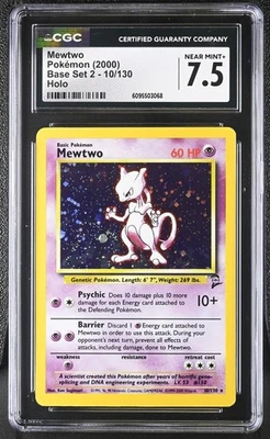 CGC 7.5 Mewtwo 10/130 Holo Base Set 2 Pokémon Card - Image 1 of 2