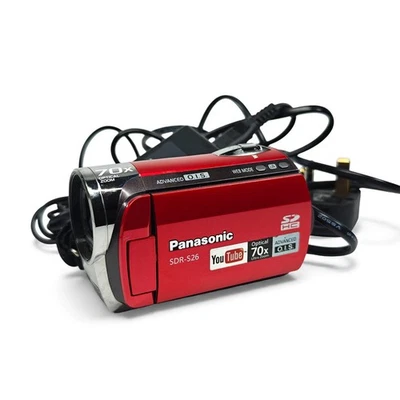 Panasonic SDR-S26 Camcorder Red 70x Zoom O.I.S Video Camera + Charger - Image 1 of 4