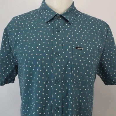 Volcom Shirt Men's Extra Large XL Teal Button Up Short Sleeve Modern Fit - Image 1 of 4