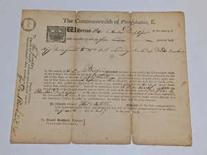 1794 Pennsylvania Land Deed – Commonwealth Survey Warrant – Early America - Picture 1 of 7