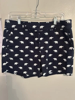 Pantalones Cortos Ann Taylor Azul Marino Signature Estampado Elefante Para Mujer Talla 8 Frente Plano Foto 1 de 4