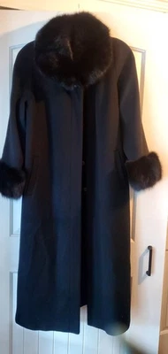 Abrigo de invierno vintage Alorna de lana fina de lujo con puños de piel cuello para mujer XL GUC Foto 1 de 4