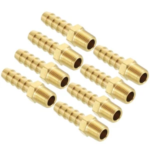 Pack of 8 Brass Hose Barb Fittings 5/16in Hose Barb to 1/8in NPT Male Fittings _ - Picture 1 of 7