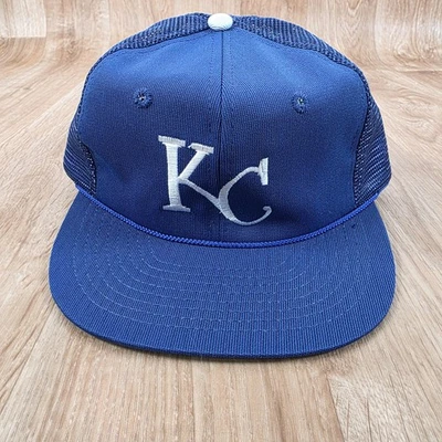 Vintage Kansas City Royals Hat Cap Snap Back Blue MLB Baseball Trucker Mens 80s - Image 1 of 4