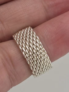 Authentischer Tiffany & Co Sterlingsilber Somerset Mesh Band Ring Größe 5,5 - Bild 1 von 9