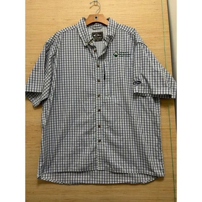 Camisa de hombre Drake Clothing Company a cuadros manga corta con botones grande verde azul Foto 1 de 4