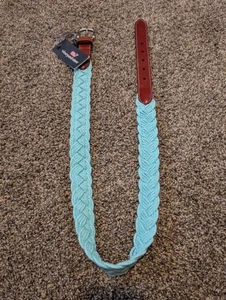 Cintura uomo intrecciata Vineyard Vines blu cristallo nuova con etichetta taglia 38 pelle argento - Foto 1 di 5