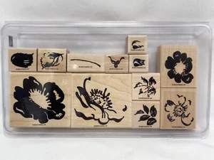 Stampin' Up Definitely Decorative Wild Rose Wood Rubber Stamp Set of 12 NEW - Picture 1 of 4