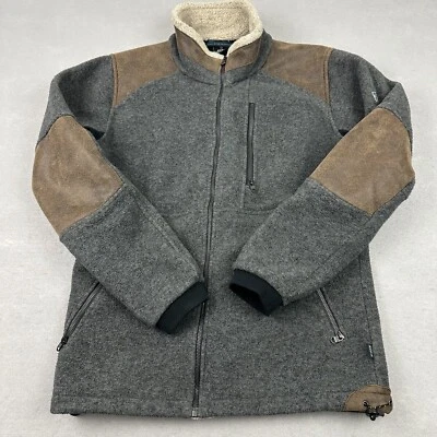 Kuhl Jacket Men Small Gray Solid Alpenwurx Zip Berber Collar Suede Panels S - Image 1 of 4