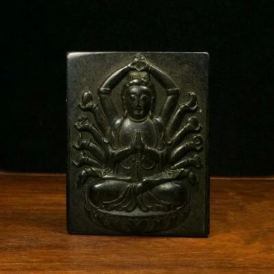 Chinese Red mountain culture Iron meteorite carved Thousand-hand Bodhisattva - Image 1 of 4