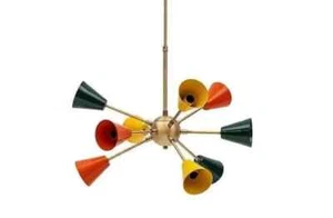 Multi-color Sputnik Chandelier, Mid Century Style Sputnik Light ,9 Arms Sputnik - Picture 1 of 11