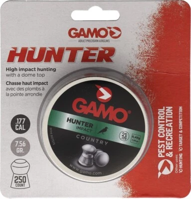 Gamo Hunter .177 Cal Pellets 250-Count High-Impact Hunting Dome Top 7.56 Grain - Изображение 1 из 4