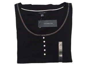 Tommy Hilfiger Women's Black Scoop Neck Cotton Short Sleeve Shirt/Top Size XL - Picture 1 of 12