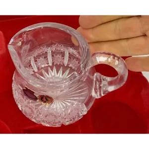 Small Bohemian Glass Crystal Pitcher Hand Cut Lead Czech 6480 Vintage 6480 8 oz - Picture 1 of 11
