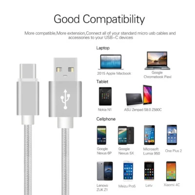 Type C Cable For Samsung OEM USB C  Fast Charging Cord Galaxy S8 Note 8 LG G6 - Image 1 of 4