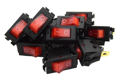 NIPPON AMERICA 10 pack 12 Volt Lightning RED LED Rocker Mini Switch On Off Car Automotive