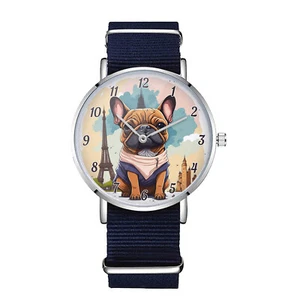 Reloj Unisex Bulldog Francés - Arte Monumento de París, Lindo Diseño de Perro, Amante de los Viajes - Imagen 1 de 5