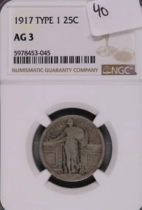 1917 Type 1 Standing Liberty Silver Quarter NGC AG-3 #3-045 - Picture 1 of 2
