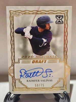2020 Ultimate Leaf Draft GOLD XRC Raimfer Salinas RC Auto /75 #BA-RS2 NY Yankees - Image 1 of 3
