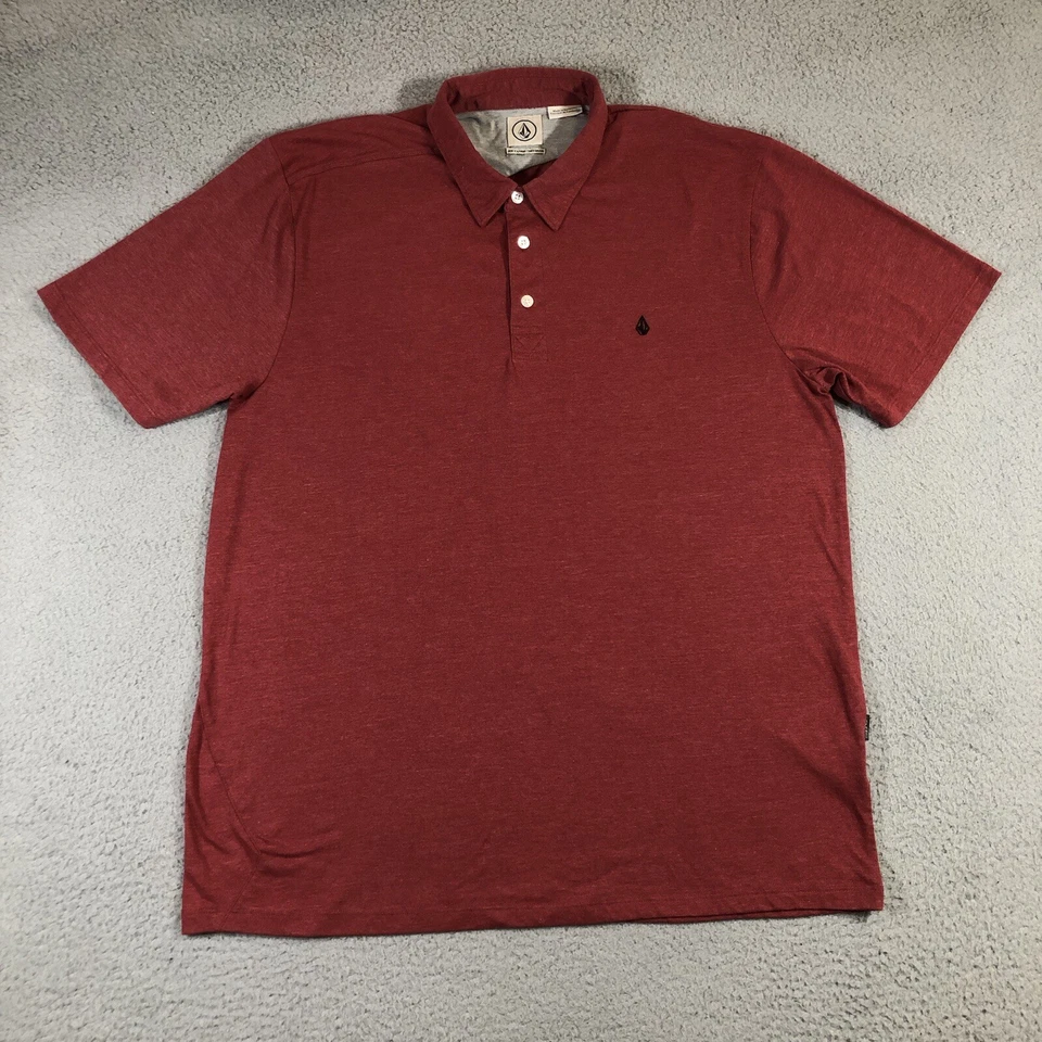 Volcom Polo Shirt Men's XL Red Short Sleeve Soft Collared Breathable Golf Rugby - Image 1 of 4