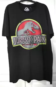 Jurassic Park Mens T-shirt Distressed Logo Black Size L Official - Picture 1 of 7
