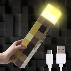 MINECRAFT LUCE TORCIA LAMPADA LED ATMOSFERA ILLUMINAZIONE PARETE/TAVOLO - Foto 1 di 5