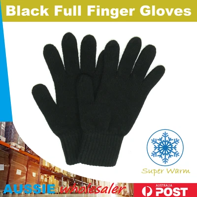 Black  WOOL Winter Full Finger Gloves Warm Winter Unisex Ski Gloves Freesize - image 1 of 3