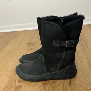 Birkenstock Uppsala Black Shearling Buckle Suede Mid-Calf Boots Size 42 - Picture 1 of 12