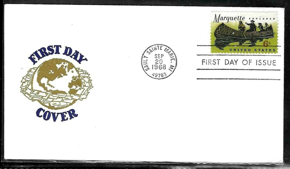 1356 6c Stamp (1968) FATHER MARQUETTE FDC FROM THE VAN DAHL CACHETS (NIM) - Image 1 of 1