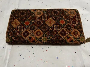 Cork Zippered Wallet Square Geometric Eco Friendly Sustainable Vegan 7.5 X 4 - Picture 1 of 14