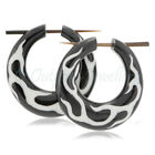 Bali Horn Flames Flaming Hoop Earrings Stick Pin Hand Made Carved Tribal Boho UK