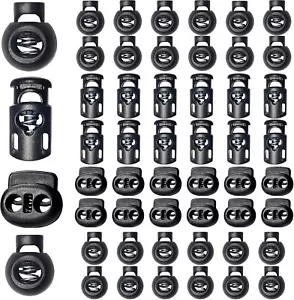 48pcs Upgraded Plastic Cord Lock Draw String Clip with Spring Toggle Stoppers - Picture 1 of 8