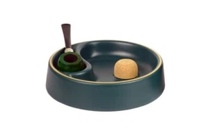 Ceramic ashtray with pipe rest - Green - Picture 1 of 1