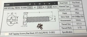 5 x Titanium Grade 2 Schrauben n. Zng / Screws acc. Drw ST1 x 6 - Bild 1 von 1