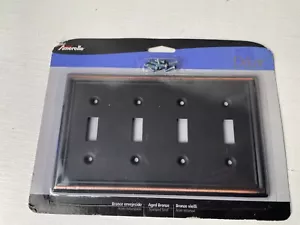 Amerelle Decor Chelsea Aged Bronze Metal Wallplate Light Switch 4 Toggle 149T4DB - Picture 1 of 2
