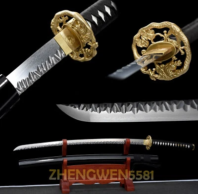 Espada afilada samurai japonesa hoja real katana de acero doblada Damasco 40" Full Tang Foto 1 de 4