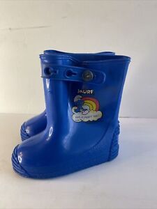 Vintage Smurf Rain Boots Galoshes Willies Shoes Toddler Size 5 Royal Blue