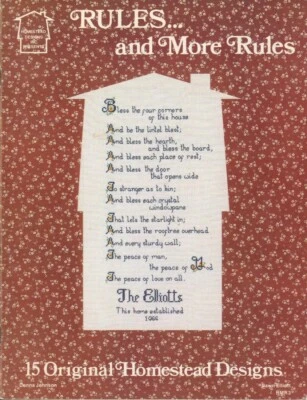 Rules And More Rules Cross Stitch Booklet 1982 Elliott Homestead Office Potty - Image 1 of 4