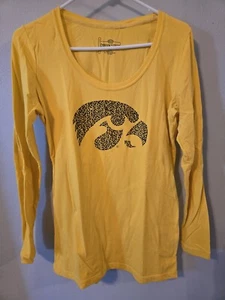 T-shirt donna Emerson Street gialla Iowa occhi di falco manica lunga taglia small - Foto 1 di 4