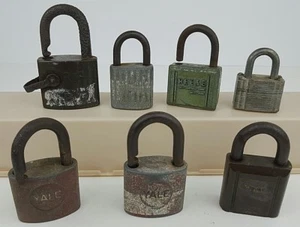 (7) Vintage Padlocks No Keys Yale Corbin Reese Slaymaker Eagle Locks Locksmith - Picture 1 of 11