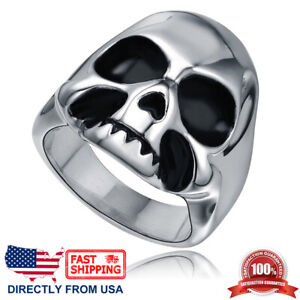 Men's Stainless Steel Gothic Halloween Biker Skull Ring (Size 7 - 15, US Seller)