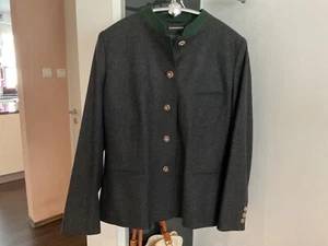 Veste traditionnelle grise "Lodenfrey" 100% laine vierge - boutons en corne de cerf taille 46 - Photo 1/10