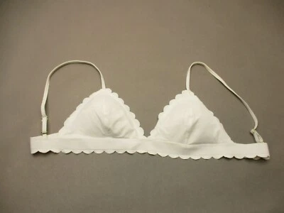 Top de bikini H&M talla 12 para mujer forrado blanco cierre trasero inalámbrico ribete festoneado 4D Foto 1 de 4