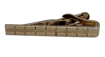 Swank Tie Bar Clip Gold Tone Geometric Mid Century Modern Classic VTG  - Image 1 of 4
