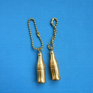 2 Vintage Miniature Brass COKE COCA COLA Bottle Keychains Charm Pendant 1 1/2" - Picture 1 of 2