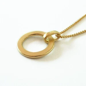 18K Gold Circle Pendant Necklace, Gold Round Pendant - Handmade Fine Jewelry - Picture 1 of 13
