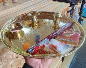 11 inches Puja thali Brass plate For Puja arti usa Seller fast ship - Picture 1 of 6