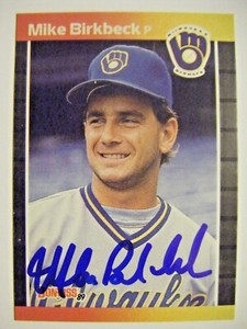 MIKE BIRKBECK signed BREWERS METS 1989 Donruss baseball card AUTO Autographed NY